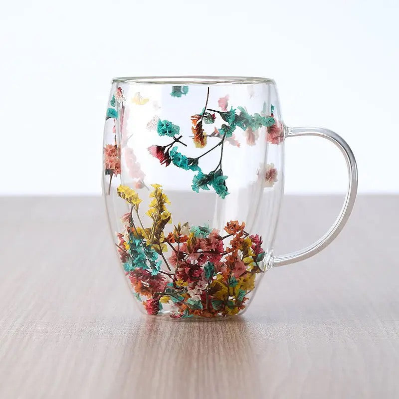 Caneca de Parede Dupla Floral 300mL