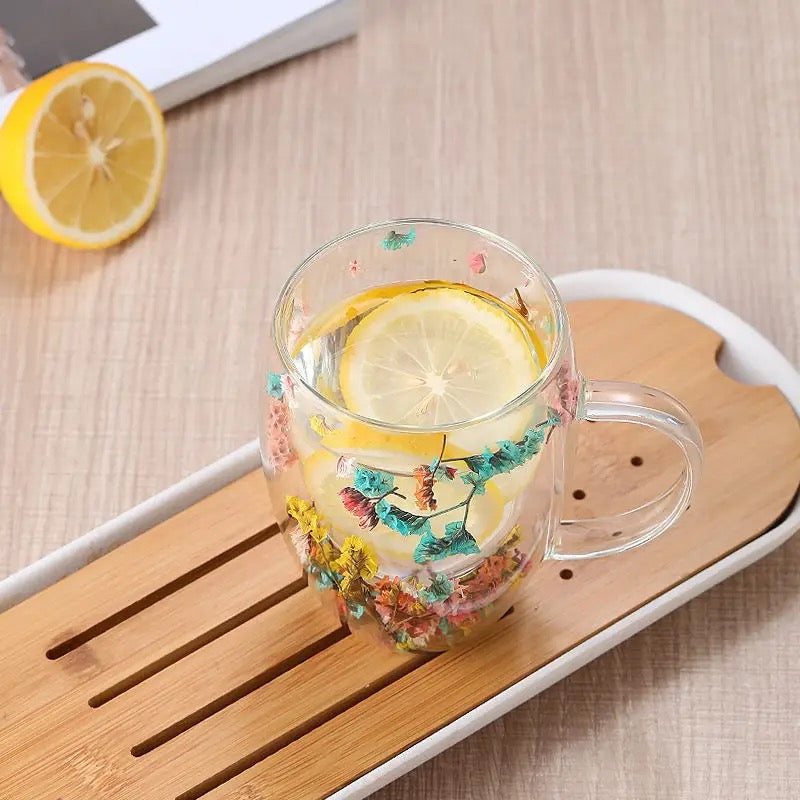 Caneca de Parede Dupla Floral 300mL