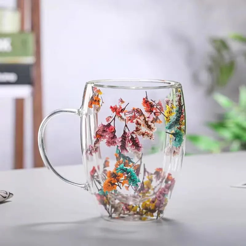 Caneca de Parede Dupla Floral 300mL