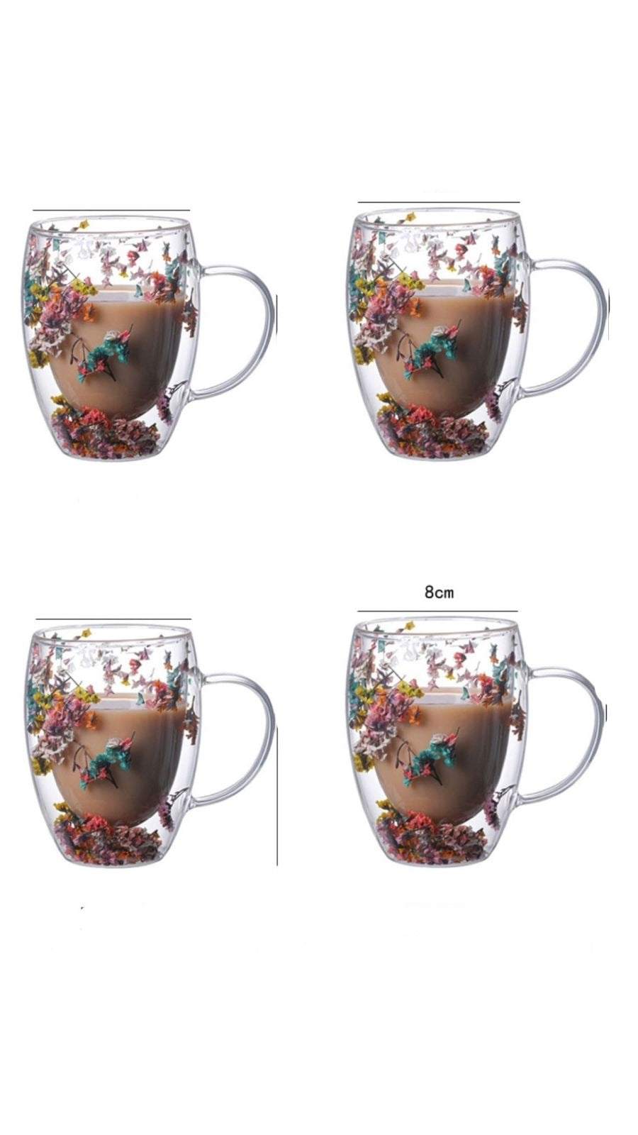 Caneca de Parede Dupla Floral 300mL