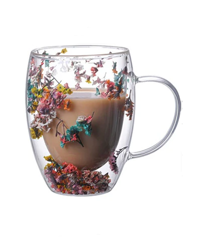 Caneca de Parede Dupla Floral 300mL